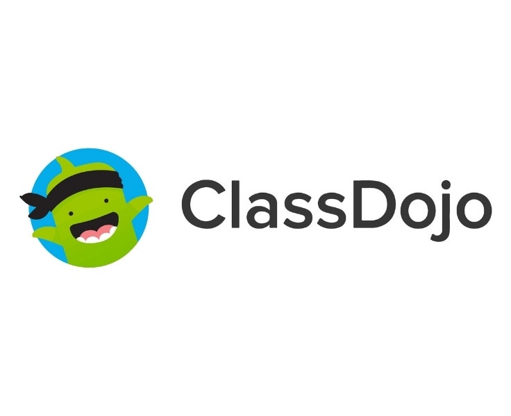 ClassDojo logo featuring a smiling green cartoon character with a black headband inside a blue circle, next to the text “ClassDojo” in bold black font.